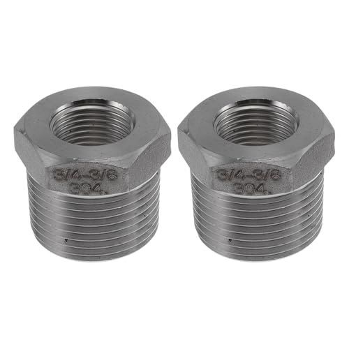 INFINAUTO 304 Edelstahl-Rohrverschraubungen, 3/4 Zoll Außengewinde x 3/8 Zoll Innengewinde, BSPT Reduzierstück, Sechskantbuchse, 2 Stück von INFINAUTO