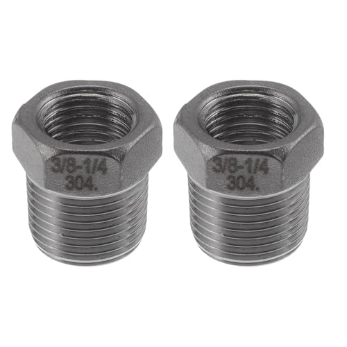 INFINAUTO 304 Edelstahl-Rohrverschraubungen, 3/8 Zoll Außengewinde x 1/4 Zoll Innengewinde, BSPT Reduzierstück, Sechskantbuchse, 2 Stück von INFINAUTO