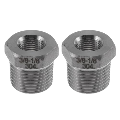 INFINAUTO 304 Edelstahl-Rohrverschraubungen, 3/8 Zoll Außengewinde x 1/8 Zoll Innengewinde, BSPT Reduzierstück, Sechskantbuchse, 2 Stück von INFINAUTO