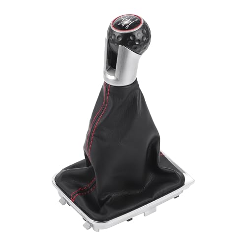 INFINAUTO 6-Gang-Schaltknauf mit Abdeckung, Schaltknauf für Getriebestange für VW Golf mk-7 GTI 2013-2018 Kunststoff Kunstleder Schwarz Rot, 1 Stück von INFINAUTO