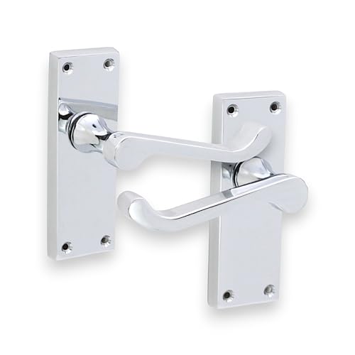 Infinity Decor Türgriff aus poliertem Chrom, viktorianischer Schnörkelgriff auf rechteckiger Rückplatte, Zuggriff-Set, Innentüren, Sichtschutzschloss von Infinity Decor