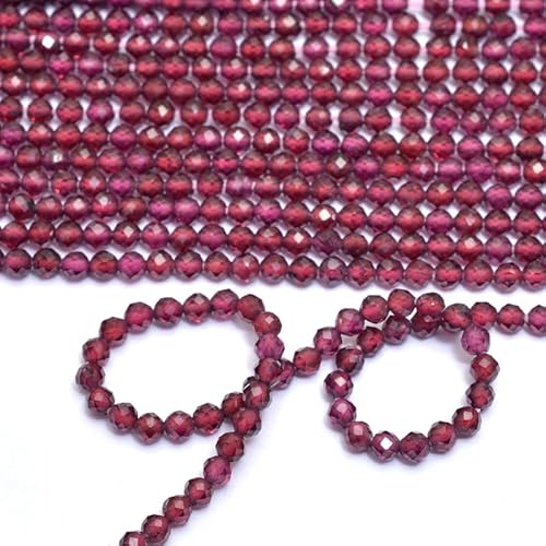 AAA+ Rhodolith Granat 2mm-2,5mm Rondelle Facettierte Perlen | 13-Zoll-Strang | Lose Perlen aus natürlichem Rhodolit-Halbedelstein zur Schmuckherstellung A-1-478 (1er-Pack) von INFINITY GEMS