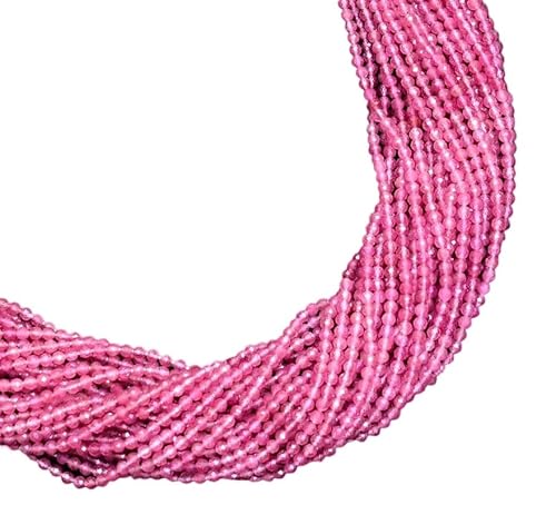 Natürlicher rosa Turmalin, AAA+, 2–2,5 mm, mikrofacettierte Rondelle-Perlen ~ Turmalin-Halbedelstein-lose Perlen für Schmuck ~ 33 cm Strang A-1-610 (1 Stück) von INFINITY GEMS