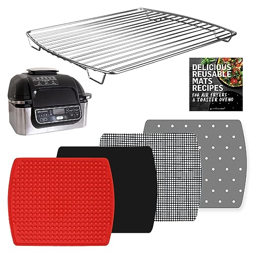 Air Fryer Rack und wiederverwendbare Einlagen für Ninja Foodi Grill 5-in-1 AG301 4qt, Airfryer Zubehör, Ersatz für Pergamentpapier, hitzebeständige Matten und Edelstahl-Kochrost von INFRAOVENS Air Fryer Rack und wiederverwendbare Einlagen für Ninja Foodi Grill 5-in-1 AG301 4qt, Airfryer Zubehör, Ersatz für Pergamentpapier, hitzebeständige Matten und Edelstahl-Kochrost von INFRAOVENS von INFRAOVENS