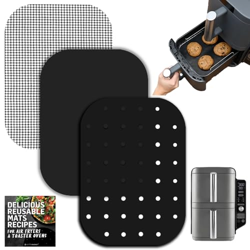 INFRAOVENS Wiederverwendbare Einlagen für Ninja DoubleStack Luftfritteuse mit 2 Behältern, Zubehör für SL201 SL401 Korbschoner für 8qt, 10qt XL 6-in-1 Doppelstapel Airfryer, leicht zu reinigende von INFRAOVENS