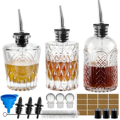 Glas Sirup spender Set Kaffeesirup spender für Küche Coffee Bar, Essig und Ölflaschen Olivenöl Flasche 3 Packung von INFTYLE
