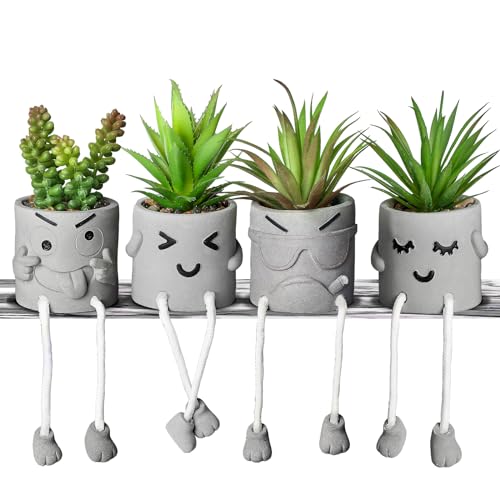 INFTYLE Kreative künstliche Sukkulenten in Töpfen – Mini-Sukkulenten, emotionaler Zement, für Zuhause, Schreibtisch, Regal, Küche und Büro, 4 Stück, FZDR-1 INFTYLE Kreative künstliche Sukkulenten in Töpfen – Mini-Sukkulenten, emotionaler Zement, für Zuhause, Schreibtisch, Regal, Küche und Büro, 4 Stück, FZDR-1 von INFTYLE