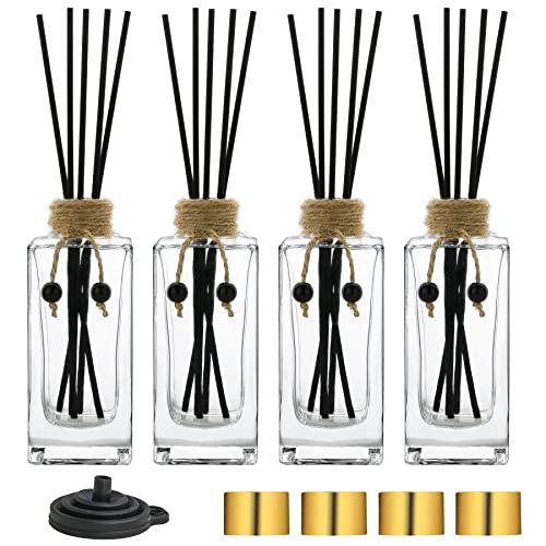 Reed Diffusor Flasche Set mit 4 Glas-Diffusorflaschen 5oz/155 ml klar leer ätherisches Öl Diffusor Glasflaschen mit Kappen und Schilfrohr, dekoratives Flaschen-Set Bulk Wiederverwendbare von INFTYLE