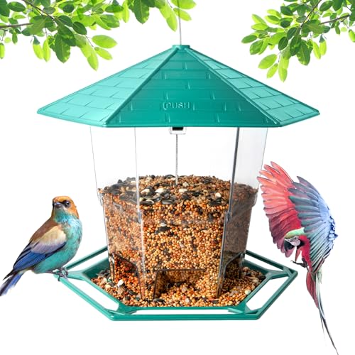 Vogelfutterspender zum Aufhängen im Freien, lustige Installation, Retro-Pagoden-Design, Vogelfutterspender, Eichhörnchensichere Futterstation für Garten, Hof, Außendekoration, leicht zu reinigen und von INFTYLE