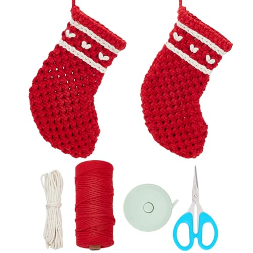INFUNLY 2 Set DIY-Weihnachtsstrumpf-Makramee-Set Für Anfänger Mit Video-Tutorial Und Anleitung Handgefertigtes Gewebtes Weihnachtsstrumpf-Set Strumpf-Makramee-Hängeornamente Zum Aufhängen An Der Wand INFUNLY 2 Set DIY-Weihnachtsstrumpf-Makramee-Set Für Anfänger Mit Video-Tutorial Und Anleitung Handgefertigtes Gewebtes Weihnachtsstrumpf-Set Strumpf-Makramee-Hängeornamente Zum Aufhängen An Der Wand von INFUNLY