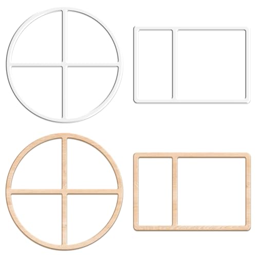 INFUNLY 2 Stück Rechteckige Fräser-Vorlagen Mit 2 Fächern, Runde Fräser-Vorlagen Mit 4 Fächern, Transparente Acryl-Vorlage, Fräser-Vorlage Für Holzarbeiten, Untersetzer-Vorlage von INFUNLY
