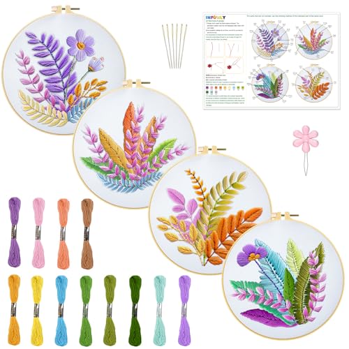 INFUNLY 4 Set DIY Stickerei Set Für Anfänger 11.8"×11.8" Blatt Und Blumenstickrahmen Sets Farbfäden Blumen Und Pflanzenkreuzstich Sets Nadelarbeiten Mit Anleitungen Für Einsteiger INFUNLY 4 Set DIY Stickerei Set Für Anfänger 11.8"×11.8" Blatt Und Blumenstickrahmen Sets Farbfäden Blumen Und Pflanzenkreuzstich Sets Nadelarbeiten Mit Anleitungen Für Einsteiger von INFUNLY