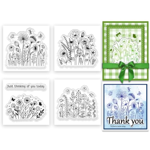 INFUNLY 4 Stück Mini Wildblume Klarsichtstempel Für Kartengestaltung 2.16"×2.16" Blumen Hintergrund Silikonstempel Blumen Blätter Klarsichtstempel Schmetterling Klarsichtstempel Für Dekoration Und DIY INFUNLY 4 Stück Mini Wildblume Klarsichtstempel Für Kartengestaltung 2.16"×2.16" Blumen Hintergrund Silikonstempel Blumen Blätter Klarsichtstempel Schmetterling Klarsichtstempel Für Dekoration Und DIY von INFUNLY