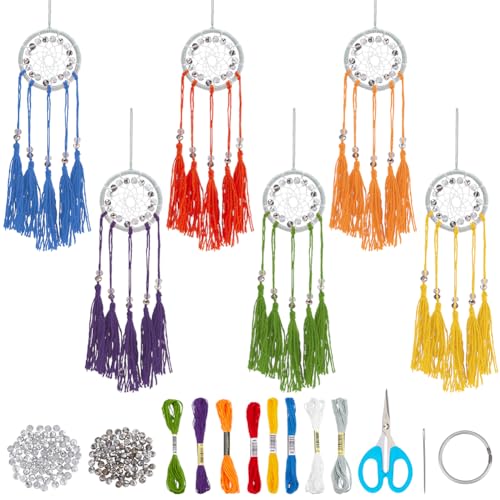 INFUNLY 6 Sets DIY Traumfänger-Set Silbriges Mini-Traumfänger-Set Handgefertigtes Kleines Traumfänger-Set Bunte Quasten Einfaches Traumfänger-Herstellungsset Für Taschenanhänger Auto-Spiegel-Aufhänge von INFUNLY