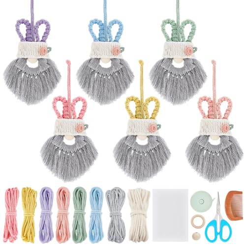 INFUNLY 6 Sets Kaninchen-Makramee-Set Für Anfänger DIY Kleines Häschen-Zwerg-Makramee-Set Gewebte Makramee-Sets Mit Ostermotiv Für Erwachsene Anleitung Inklusive Oster-Kaninchen-Makramee-Set INFUNLY 6 Sets Kaninchen-Makramee-Set Für Anfänger DIY Kleines Häschen-Zwerg-Makramee-Set Gewebte Makramee-Sets Mit Ostermotiv Für Erwachsene Anleitung Inklusive Oster-Kaninchen-Makramee-Set von INFUNLY