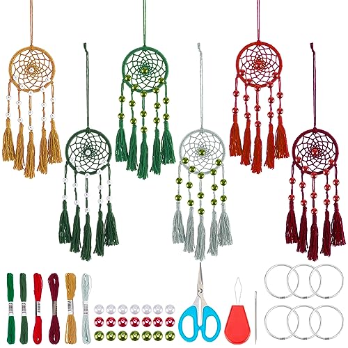 INFUNLY 6 Sets Mini DIY Traumfänger Kit bunte kleine Traumfänger Craft Kit böhmische handgemachte Traumfänger Set für hängende Tasche Charm Auto Spiegel Halter Rucksack Charms von INFUNLY
