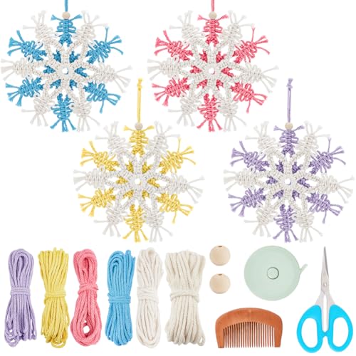 INFUNLY 9 DIY Makramee Weihnachtsschneeflocken Verzierungen DIY Schneeflocken Set Mit Video Tutorial Und Anleitung Handgefertigte Gewebte Schneeflocken Weihnachtsbastelgeschenke Wandbehang Für Die Dek INFUNLY 9 DIY Makramee Weihnachtsschneeflocken Verzierungen DIY Schneeflocken Set Mit Video Tutorial Und Anleitung Handgefertigte Gewebte Schneeflocken Weihnachtsbastelgeschenke Wandbehang Für Die Dek von INFUNLY