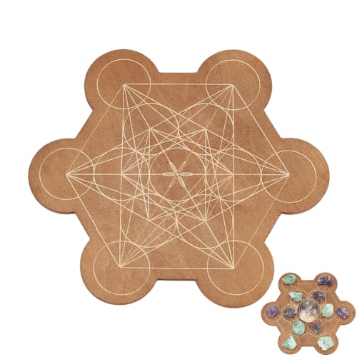 INFUNLY Crystal Grid Board Wooden Geometrry Energy Grids Board Practical Divination Board for Crystals Decorative Wooden Board for Stones Geometrry Solid Coaster for Home Office Store Table Decoration von INFUNLY