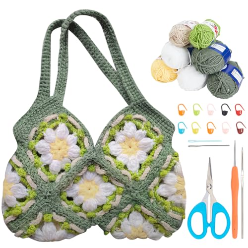 INFUNLY Gehäkelte Gänseblümchen Tasche Gänseblümchen Häkelsets Für Anfänger Komplettes Quadratisches Blumen Häkelset Für Erwachsene Kinder Anfänger Mit Anleitung Und Video Tutorials Häkelset als Gesch INFUNLY Gehäkelte Gänseblümchen Tasche Gänseblümchen Häkelsets Für Anfänger Komplettes Quadratisches Blumen Häkelset Für Erwachsene Kinder Anfänger Mit Anleitung Und Video Tutorials Häkelset als Gesch von INFUNLY