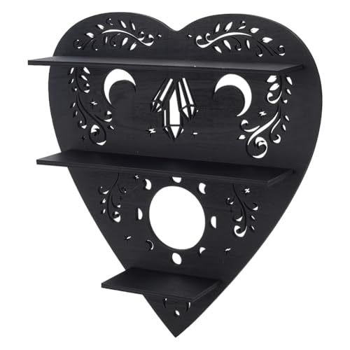 INFUNLY Herzförmiges Kristallregal Aus Holz Liebe An Der Wand Montierter Kristallhalter Schwebendes Regal Kristallhalter Ständer Spirituelles Dekor Regal Für Edelsteine Ätherisches Öl Hexe Heim Schla von INFUNLY