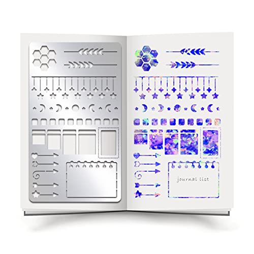 INFUNLY Lesezeichen-Metallschablonen Kalender Edelstahl-Schablone Sterne Pfeilspitzen Zeichnen Malen Tagebuch Planer Schablonen Für Tagebuch Holzschnitzerei DIY Scrapbooking Gravur von INFUNLY