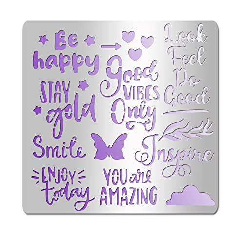 INFUNLY Metall-Wörter-Schablone - Tägliche Wörter Edelstahl-Buchstaben Wiederverwendbar für DIY Handwerk, Malerei, Gravur, Scrapbooking und Dekor von INFUNLY