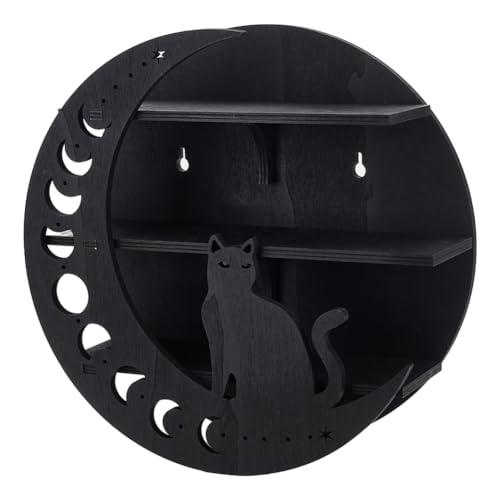 INFUNLY Mond Kristallregal Aus Holz Stern An Der Wand Montierter Kristallhalter Schwebendes Regal Kristallhalter Ständer Spirituelles Dekor Regal Für Edelsteine Ätherisches Öl Hexe Heim Schlafzimmer von INFUNLY