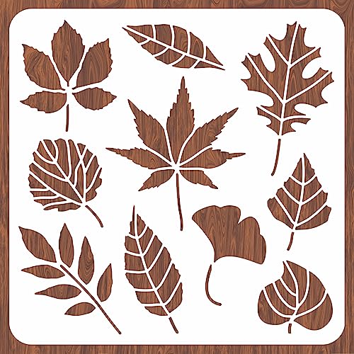 INFUNLY Pflanzen-Wandschablonen Blätter Große Schablonen Zum Malen 12x12" Herbstblatt-Blume Wiederverwendbare Schablonen Zum Basteln Zum Malen Auf Holz Papier Leinwand Möbel Heimdekoration von INFUNLY