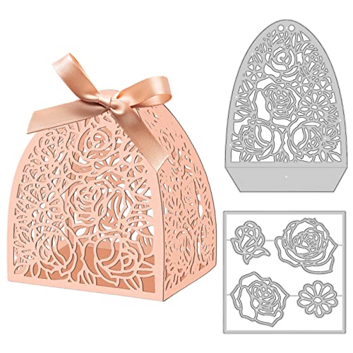 INFUNLY Pralinenschachtel Stanzformen Rose 3D Geschenkbox Metallstanzform Blume DIY Weihnachten Dekorative Geschenkbox Stanzformen Für Hochzeit, Party, Valentinstag, Halloween, Geburtstagsdekoration von INFUNLY