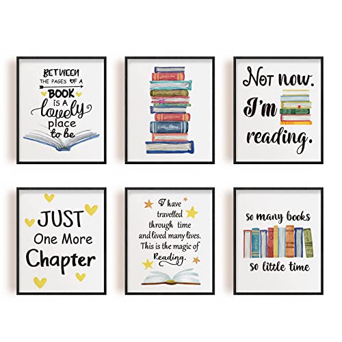 INFUNLY Reading Wall Art Prints Motivational Set of 6 Inspirierend 8x1 Ungerahmt Für Das Büro Poster Leser Buchliebhaber Bücherwurm Bibliothek Und Arbeitszimmer Zuhause von INFUNLY