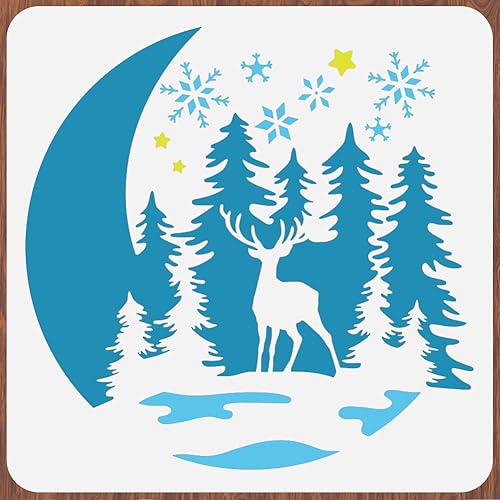 INFUNLY Wandschablonen Zum Thema Weihnachten Kiefernhirsch Große Schablonen Zum Malen 11.8x11.8" Mond-Fliesenschablone Schneeflocke Wiederverwendbare Schablonen Zum Basteln Zum Malen Auf Holz Papier INFUNLY Wandschablonen Zum Thema Weihnachten Kiefernhirsch Große Schablonen Zum Malen 11.8x11.8" Mond-Fliesenschablone Schneeflocke Wiederverwendbare Schablonen Zum Basteln Zum Malen Auf Holz Papier von INFUNLY