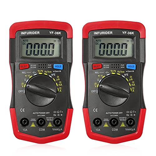 Digital Multimeter,INFURIDER YF-36K Auto-Range Voltmeter Amperemeter Ohmmeter, 4000 Zähler Stromprüfer Spannungsprüfer misst Spannung, Strom, Temperaturmessung, Diode zum Durchgangsprüfer【2 Stück】 von INFURIDER