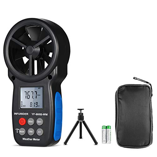 Hand Anemometer Digital Barometer, INFURIDER YF-866BWM Kompaktes Windmesser Windmessgerät, Windgeschwindigkeitsmesser mit Wind/Thermometer Windrichtung Windgeschwindigkeitsmessung von INFURIDER