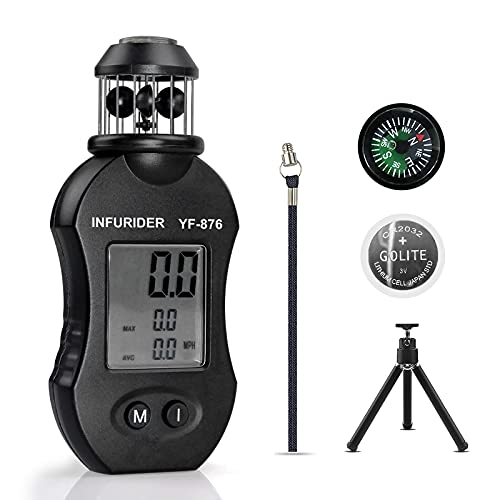 Handheld Windmesser Windmessgerät,INFURIDER YF-876 Digital Anemometer Wind Speed Meter für Windgeschwindigkeitsmesser,Windrichtungsmesser mit Kompass für Outdoor Aktivitäten mit HVAC Drohne von INFURIDER