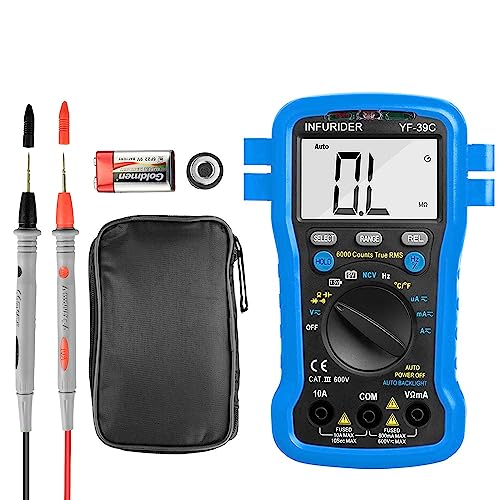 Digital Multimeter, Durchgangsprüfer, 6000 Counts Spannungsprüfer, RMS Messgerät für AC/DC Spannung, Strommessgerät, Kapazität, Temperatur von INFURIDER