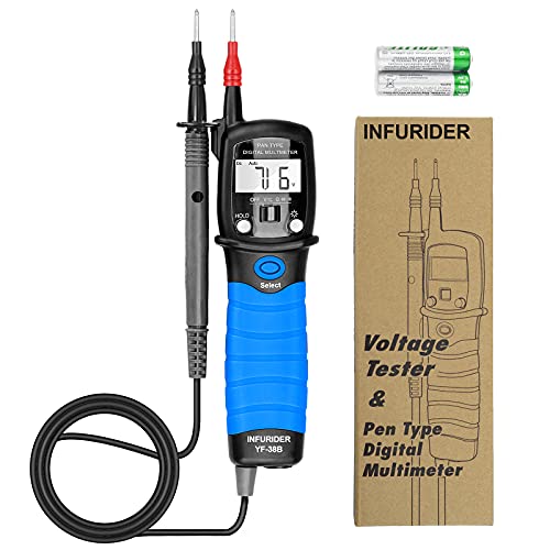 INFURIDER Stift Handmultimeter YF-38B Digitaler Spannungsprüfer Voltmeter,Multi Tester DC/AC Spannung, Widerstand,Diodentest und Durchgangssummer-Blau von INFURIDER