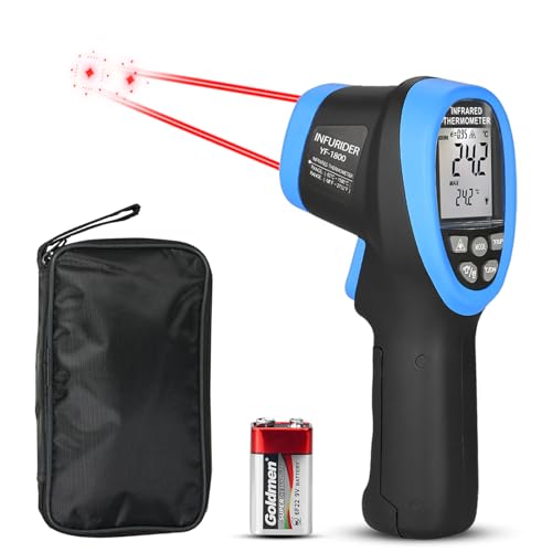 Infrarot Thermometer,INFURIDER YF-1800 Digital Laser Temperaturmessgerät IR Pyrometer -58°F-3272°F(-50~1800℃) Temperaturmesser,Temperaturmesspistole mit 50:1 Hochtemperaturpistole für Industrie Ofen von INFURIDER