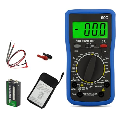 Multimeter YF-90C, digitaler Muti-Tester TRMS 4000 Counts, elektrischer Tester zur Messung von Diode, hFE, Kontinuität, AC/DC Spannung und Strom, Widerstand und Kapazität von INFURIDER