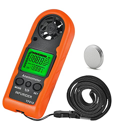 Windmesser Hand Windmessgerät,INFURIDER YF818 Digital Anemometer Genaue Messung von Windgeschwindigkeit &Temperatur,Wind Speed Meter Gauge Windgeschwindigkeitsmesser mit Hintergrundbeleuchtung MAX/AVG von INFURIDER