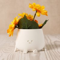 3D Gedruckter Happy Face Planter, Umweltfreundliches Biobasiertes Material, Niedlicher Blumentopf, Planter Pot, Head Succulenter Pot von INGADISHOP