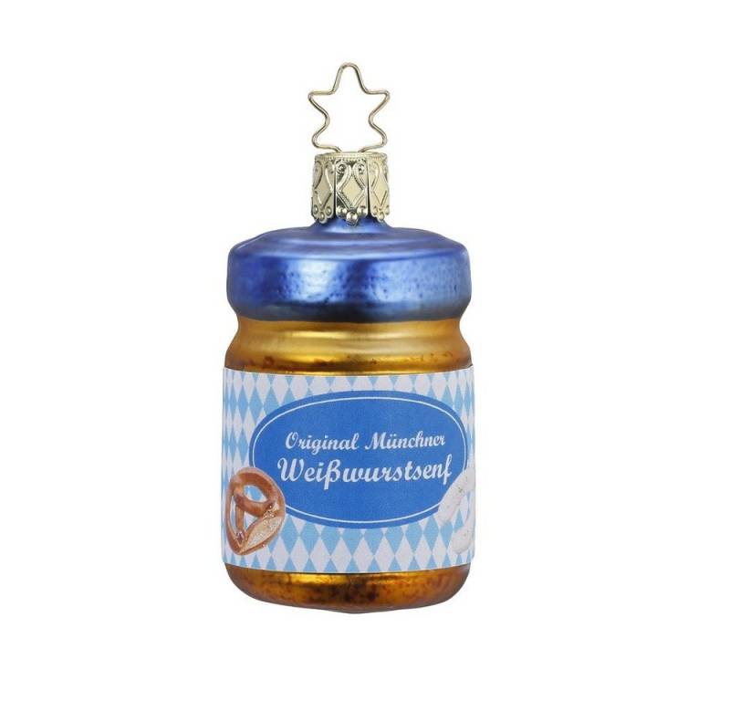 INGE-GLAS® Christbaumschmuck, Christbaumschmuck Bayrischer Senf im Glas 7cm blau, 1 Stück von INGE-GLAS®