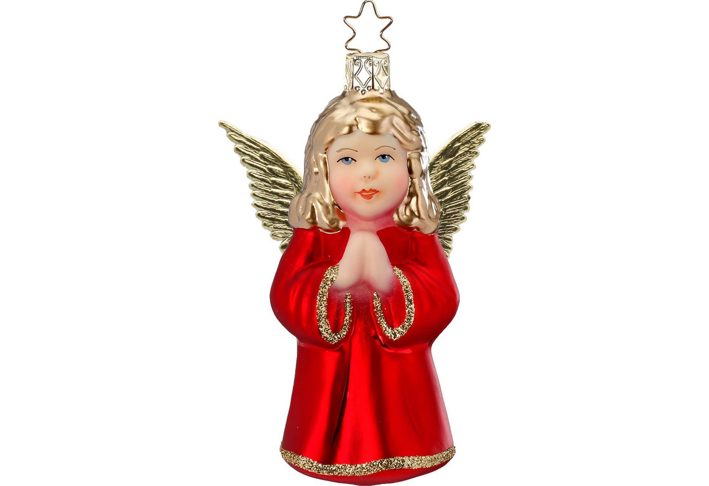 INGE-GLAS® Christbaumspitze, Christbaumschmuck Betender Engel Glas 10cm rot, 1 Stück von INGE-GLAS®