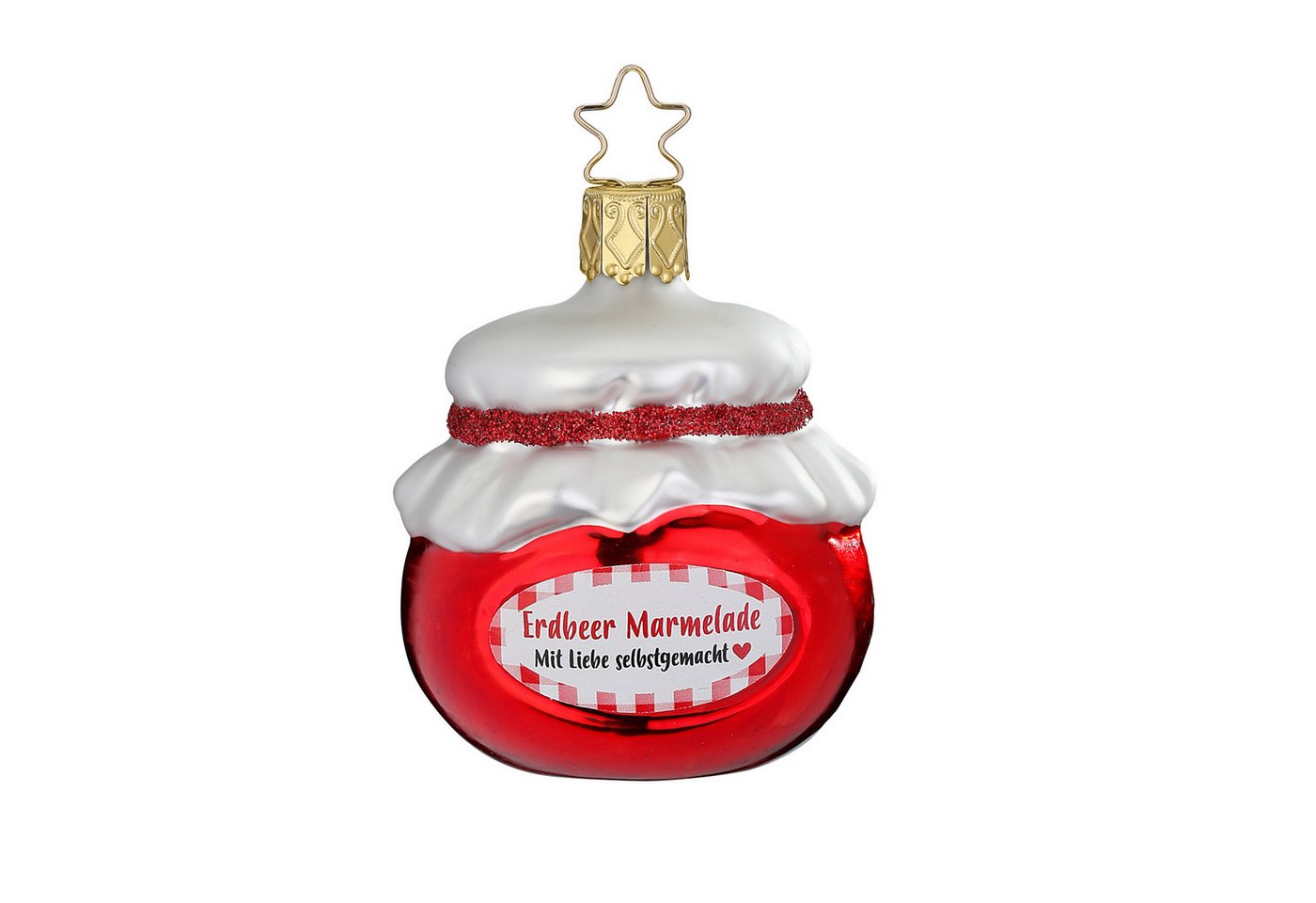 INGE-GLAS® Christbaumspitze, Christbaumschmuck Erdbeer Marmelade 7cm Glas rot 1 Stück von INGE-GLAS®