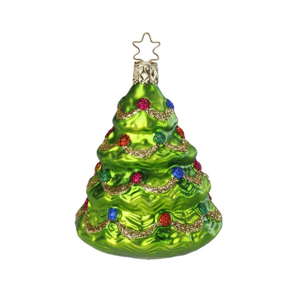 INGE-GLAS® Christbaumschmuck, Christbaumschmuck Festlicher Weihnachtsbaum Glas 9cm grün 1 Stück von INGE-GLAS®