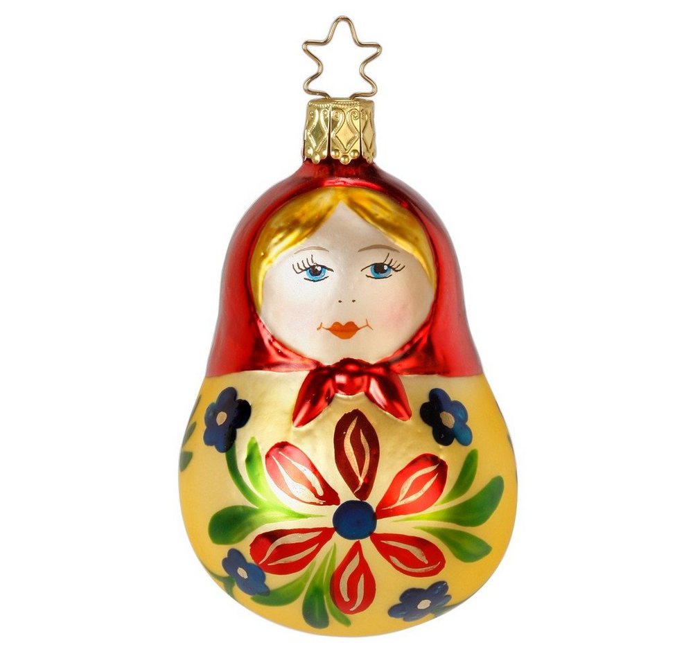 INGE-GLAS® Christbaumschmuck, Christbaumschmuck Glas Babuschka Matroschka 9cm Bunt von INGE-GLAS®