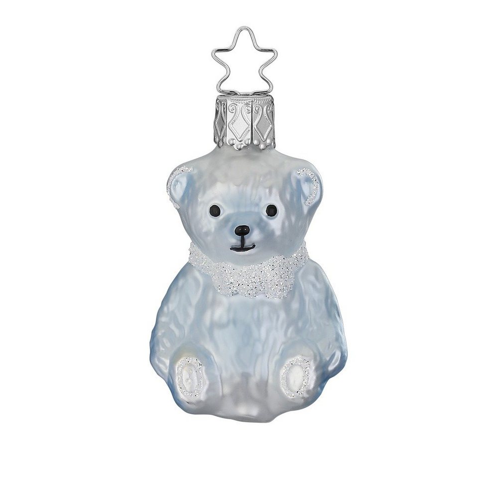 INGE-GLAS® Christbaumschmuck, Christbaumschmuck Glas Baby Bär 6,5cm blau 1 Stück von INGE-GLAS®