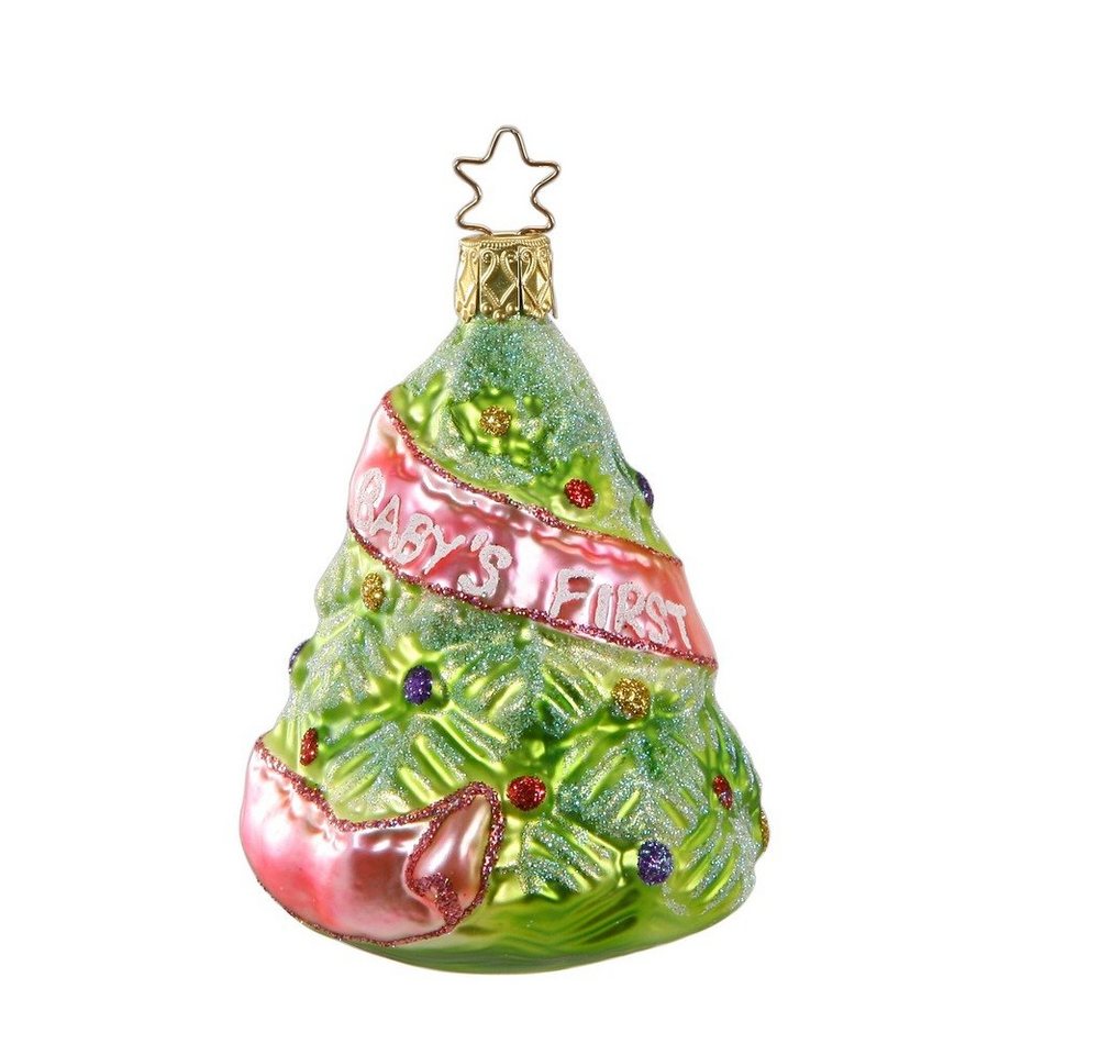 INGE-GLAS® Christbaumschmuck, Christbaumschmuck Glas Babys erstes Weihnachten 9cm rosa 1 Stück von INGE-GLAS®