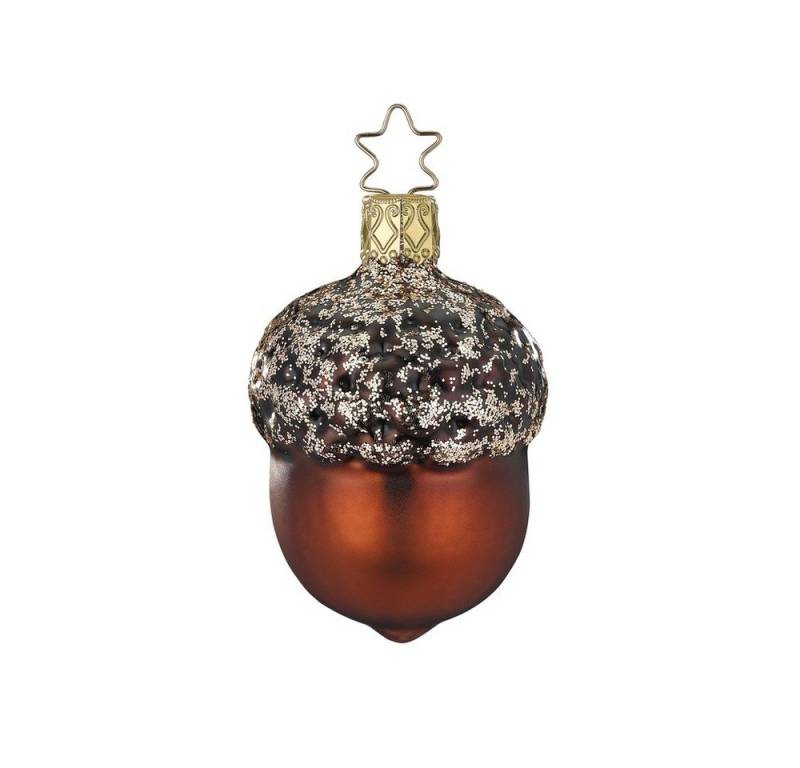 INGE-GLAS® Christbaumschmuck, Christbaumschmuck Glas Eichel Frucht 7cm Braun / Schokobraun von INGE-GLAS®
