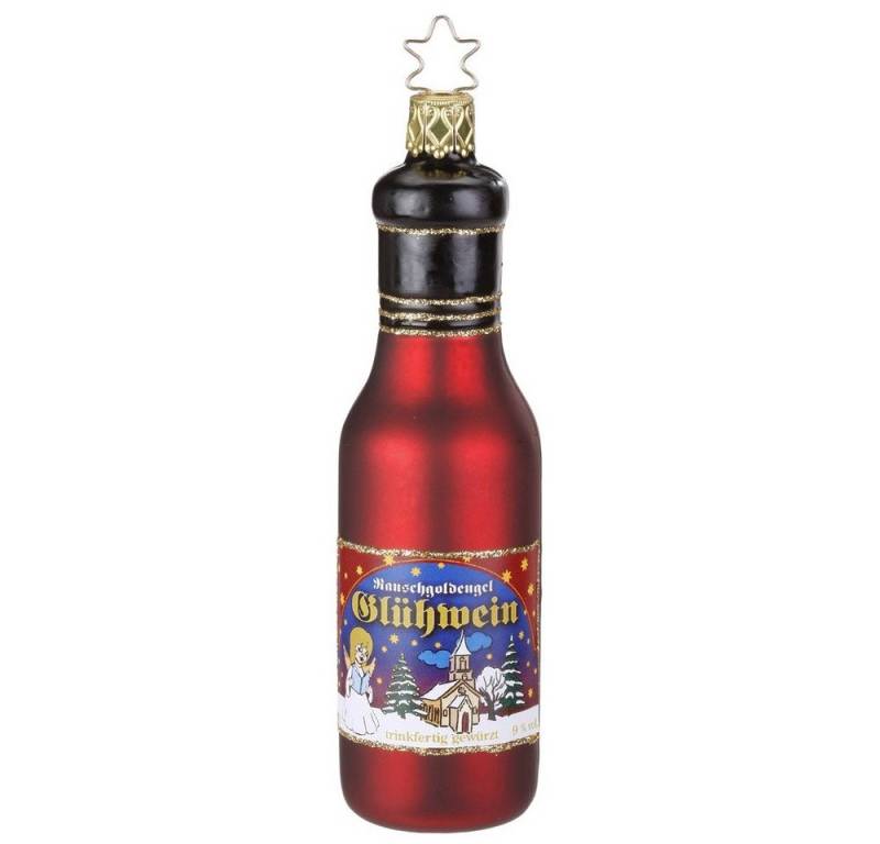 INGE-GLAS® Christbaumschmuck, Christbaumschmuck Glas Glühwein Flasche 12cm rot von INGE-GLAS®