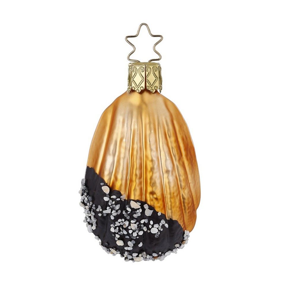 INGE-GLAS® Christbaumschmuck, Christbaumschmuck Glas Madeleine Gebäck 7cm Kupfer / Schokobraun von INGE-GLAS®